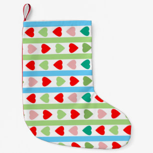 Streifenmuster mit Herzen für Valentinstag  Kleiner Weihnachtsstrumpf