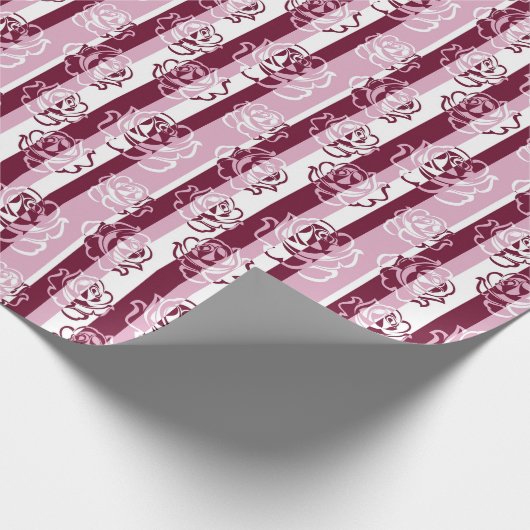 Streifenmuster mit Rose Geschenkpapier (Ecke)