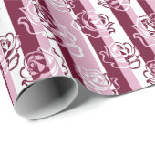 Streifenmuster mit Rose Geschenkpapier (Rolleneckpunkt)