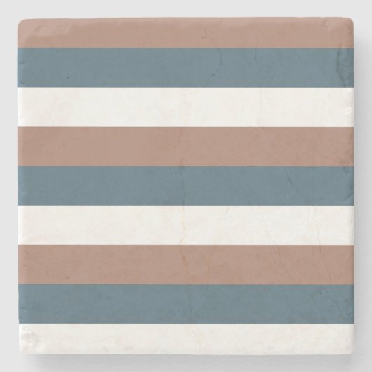 Streifenmuster Mocha Brown Aquamarin White Steinuntersetzer (Vorderseite)