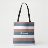 Streifenmuster personalisieren Aquamarin-braunes W Tasche (Vorderseite)