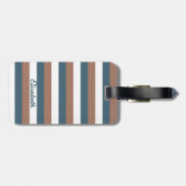 Streifenmuster personalisieren Mocha Aquamarin Whi Gepäckanhänger (Rückseite horizontal)
