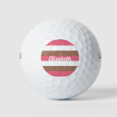 Streifenmuster Pink Brown White Personalize Golfball (Vorderseite)