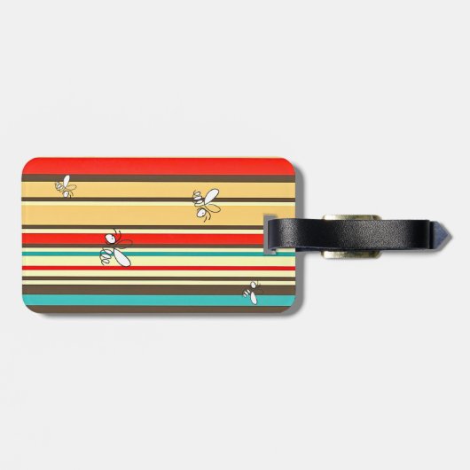 Streifenmuster | Vintager Gepäckträger Gepäckanhänger (Rückseite horizontal)