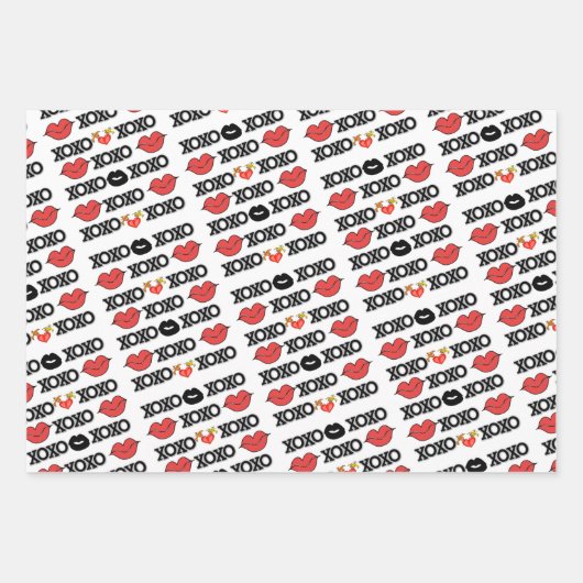 Streifenpapier Blätter Valentine Stripe Herzen Xo (Vorderseite 3)