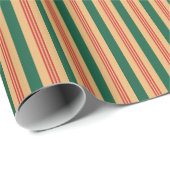 Streifenpapier - Dunkelrot, Grün und Gold Geschenkpapier (Rolleneckpunkt)