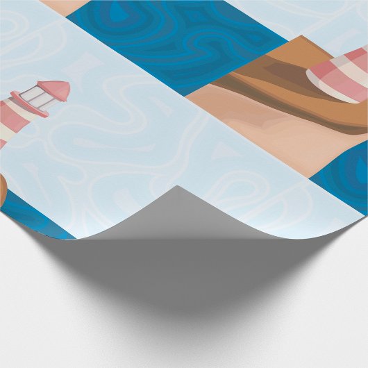 Streifenpapier für Leuchtturm-Landschaftsumrandung Geschenkpapier