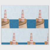 Streifenpapier für Leuchtturm-Landschaftsumrandung Geschenkpapier (Flach)