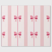 Streifenpink Bow Delight Geschenkpapier (Flach)