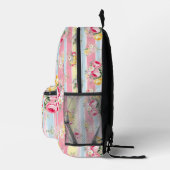 Streifenrosa Blumenbecher Bedruckter Rucksack (Rechts)