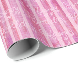 Streifenrosa Geburtstagskorb Geschenkpapier