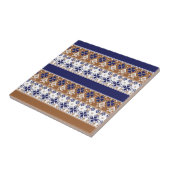 Streifenskandinavisches Muster braun blau Fliese (Seite)