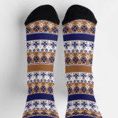 Streifenskandinavisches Muster braun blau Socken (Oben)