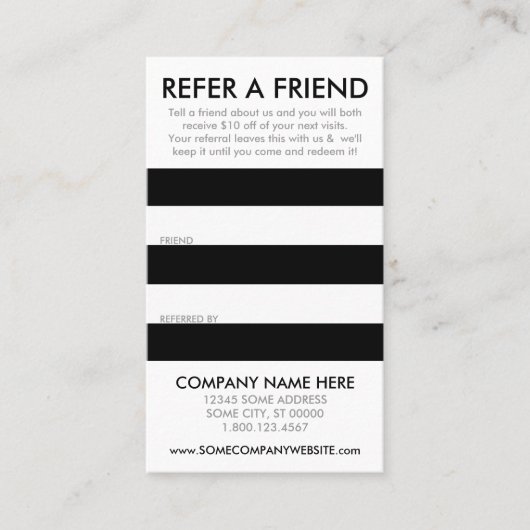 Streifenverweiskarte Empfehlungskarte (Vorderseite)