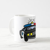 Streifenwagen mit blinkenden Sirenenlichtern Kaffeetasse (Vorderseite Links)