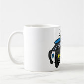 Streifenwagen mit blinkenden Sirenenlichtern Kaffeetasse (Links)