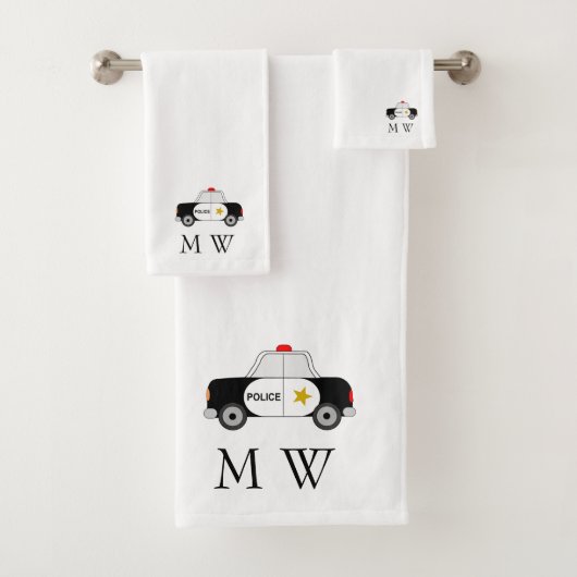 Streifenwagendesign Monogramm Badhandtuch Set (Insitu)