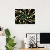 Streifiger Fraktal-Spiral Poster (Heimbüro)