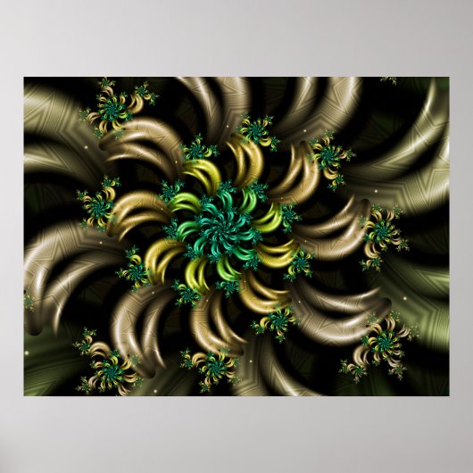 Streifiger Fraktal-Spiral Poster (Vorne)