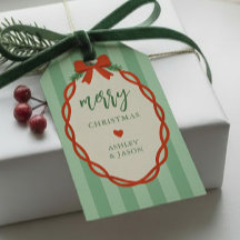 Streifiges Rot und Grün Retro Frohe Weihnachten