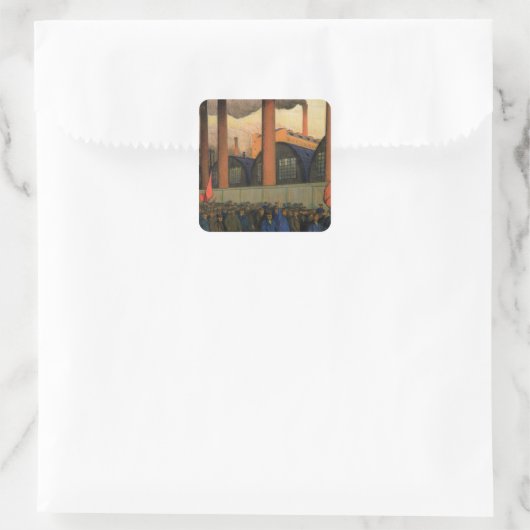 Streik Quadratischer Aufkleber (Tasche)