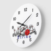 Streik-roter Ball-Bowling Große Wanduhr (Winkel)