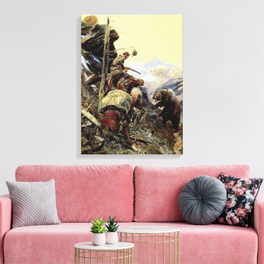 Streit von Charles M. Russell Leinwanddruck (Insitu (Wohnzimmer))