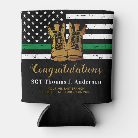 Streitkräfte im Ruhestand feuern dünne grüne Linie Dosenkühler (Vorderseite)