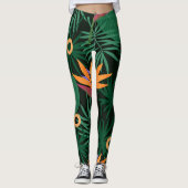 Strelitzia-Blume: Vintager Hintergrund Leggings (Vorderseite)
