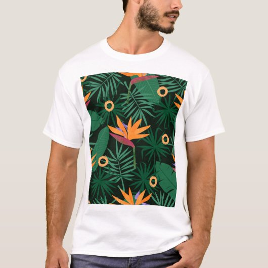 Strelitzia-Blume: Vintager Hintergrund T-Shirt (Vorderseite)