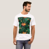 Strelitzia-Blume: Vintager Hintergrund T-Shirt (Vorne ganz)