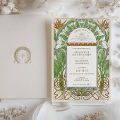 Strelitzia Colorful Wedding Art Nouveau Mucha Einladung