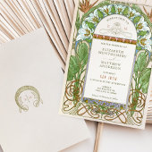 Strelitzia Colorful Wedding Art Nouveau Mucha Einladung