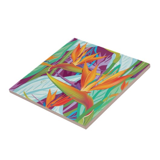 Strelitzia-Muster Fliese (Seite)