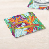Strelitzia-Muster Rechteckiger Pappuntersetzer (angewinkelt)