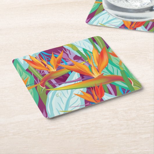 Strelitzia-Muster Rechteckiger Pappuntersetzer (angewinkelt)