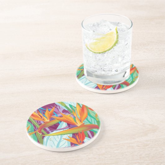 Strelitzia-Muster Sandstein Untersetzer (Seite)