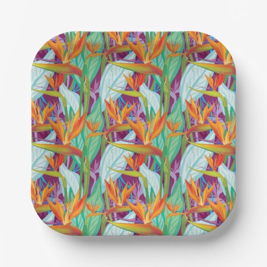 Strelitzia Pattern Pappteller (Vorderseite)