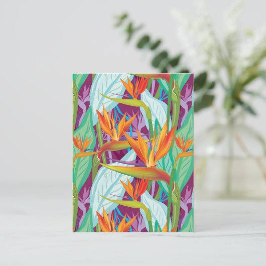 Strelitzia Pattern Postkarte (Stehend Vorderseite)