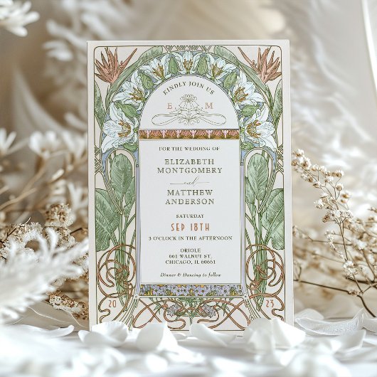 Strelitzia Wedding Einladungen Art Nouveau Mucha