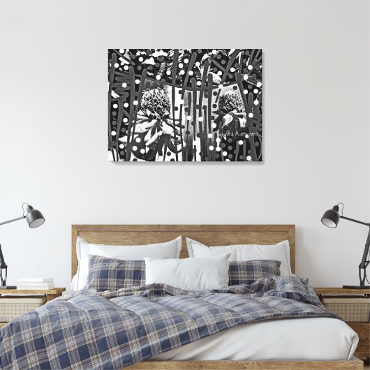 Streng schwarz-weiß DUO gearbeitete Canvas Print Leinwanddruck (Insitu (Schlafzimmer))