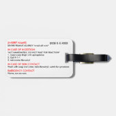 Strenger Allergie Identifikations- u. EIS-Umbau Gepäckanhänger (Rückseite horizontal)