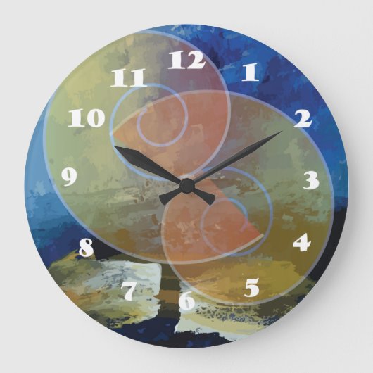 "Strenght" Blue & Yellow Abstrakt ArtClock Große Wanduhr (Vorderseite)