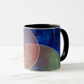 "Strenght" Orange, Blue & Yellow Abstrakt Art Tass Tasse (VorderseiteRechts)