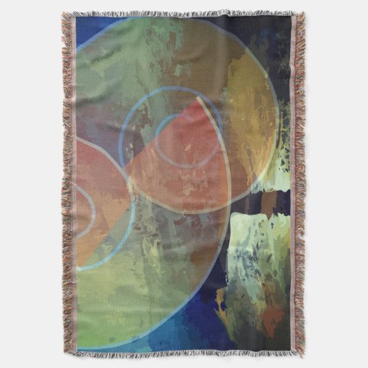 "Strenght" Orange, Blue & Yellow Art Throw Blanke Decke (Vorderseite Vertikal)