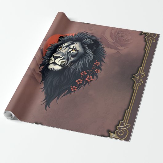 Strength and delicacy united, a black lion geschenkpapier (Ungerollt)