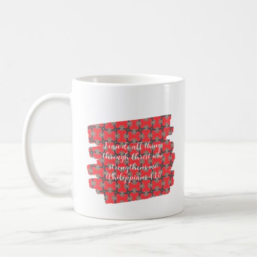 Strength Scripture Red Floral Pattern Kaffeetasse (Links)
