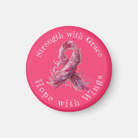 Strength with Grace – Breast Cancer Awareness Magnet (Vorne)