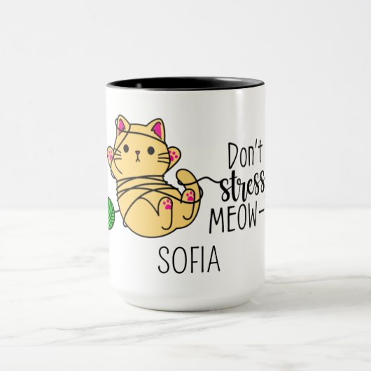 Stress keine MEOW-T-Tasse Tasse (Zentrum)