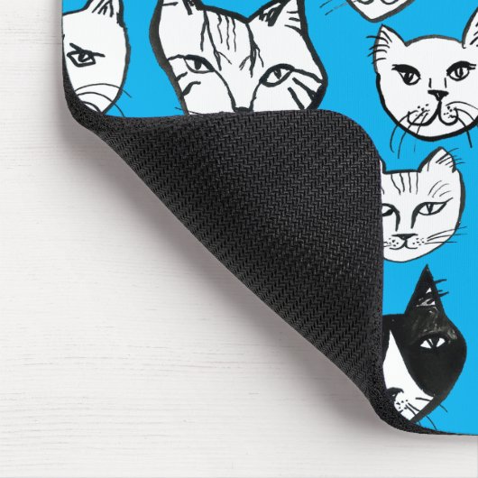 Stress MEOWT Cat Head Pattern Blau Mousepad (Ecke)